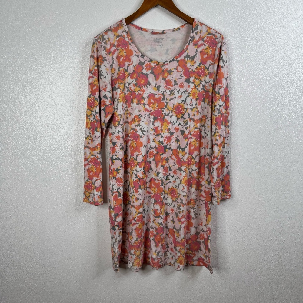 Lands’ End Floral Long Sleeve Swing Dress Size Medium‎
